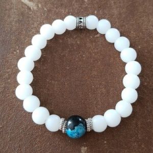 White & Blue Beaded Bracelet